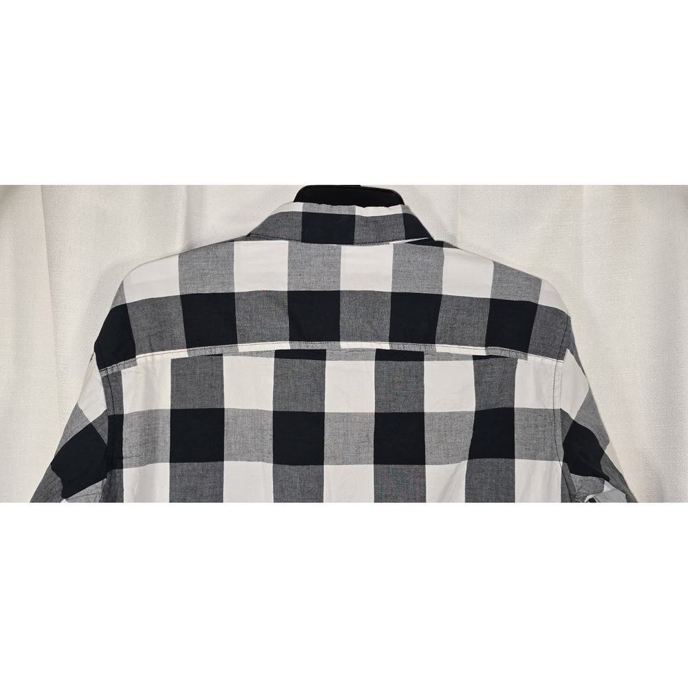 Columbia Mens Buffalo Plaid Button Down Shirt Black White Long Sleeve Medium - Picture 4 of 6